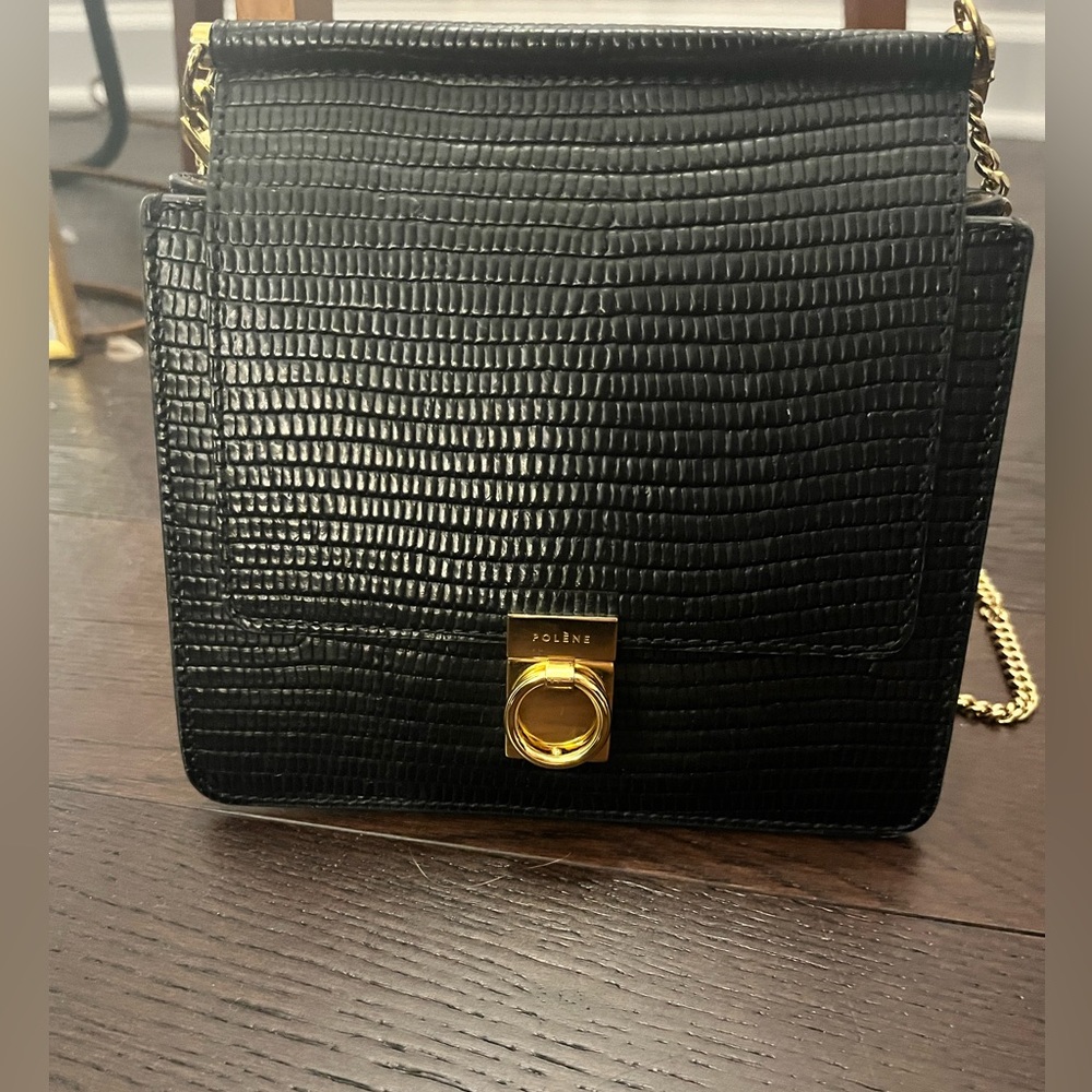 Polene Numero Sept Mini in black lizard
